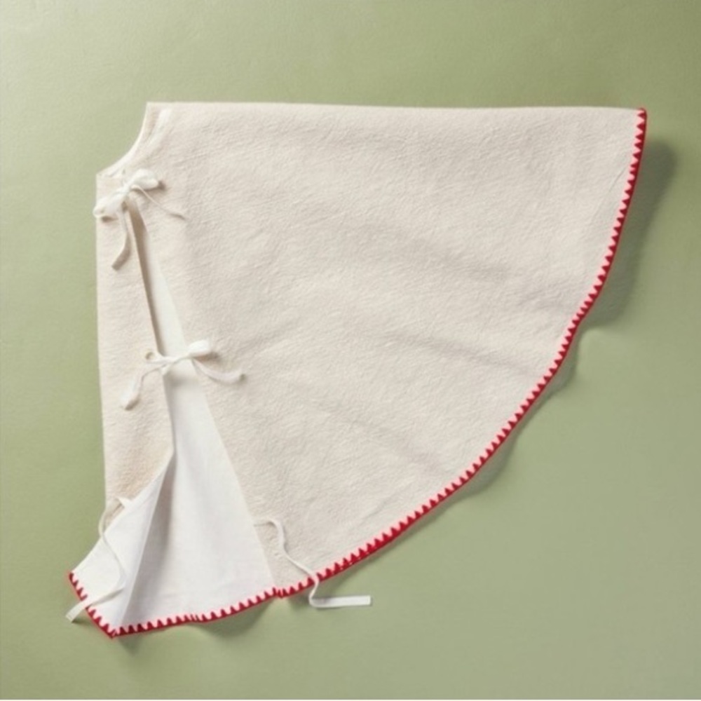 Hearth & Hand with Magnolia 52" Border Stitch Christmas Tree Skirt Taupe/Red